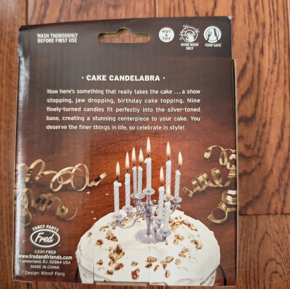Cake Candelabra Birthday Cake Decorating Decoration Silver Candles Included NIB